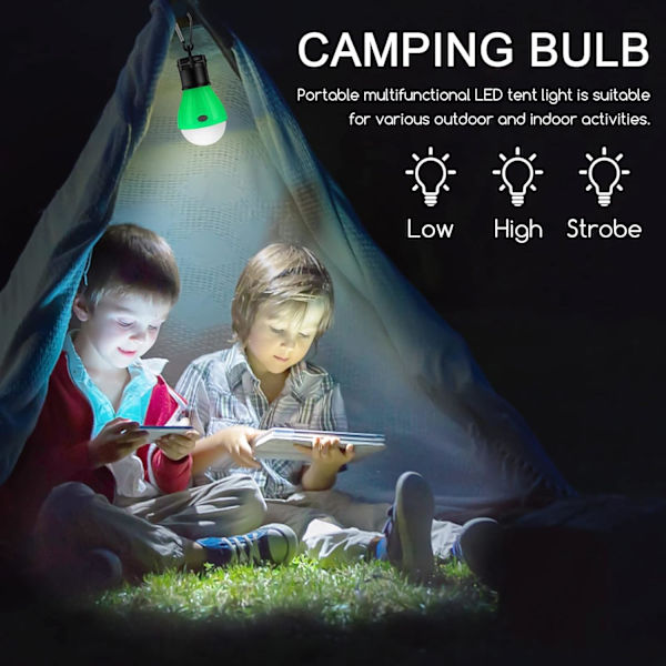 6 st Campinglampor för Tält, Bärbar Batteridriven Campinglykta LED Tältlampa 3 Belysningslägen Utomhus Hängande Lampa för Nödläge