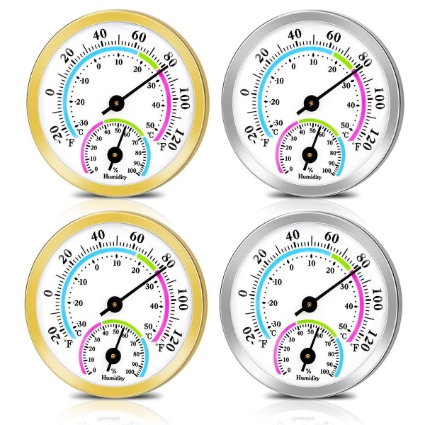 4st mini termometer hygrometer, 2 i 1 inomhus temperatur fuktighetsmätare för utomhusbruk för hem, kontor, trädgård