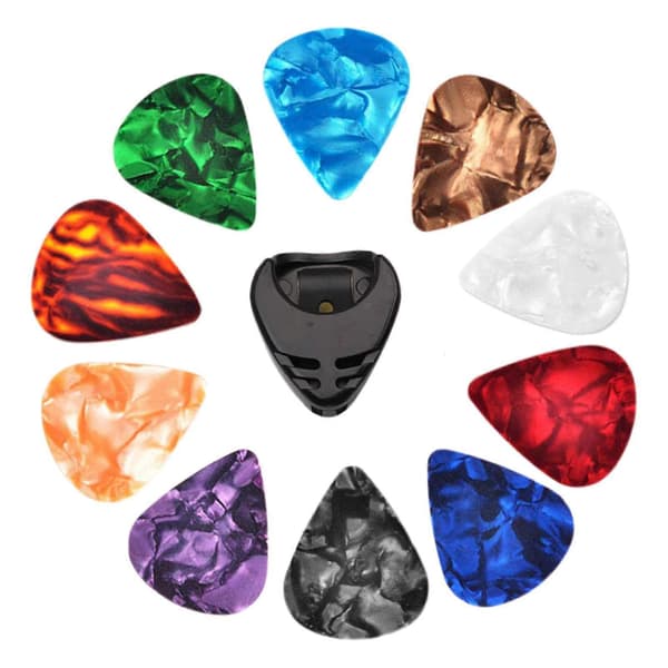 Flerfärgade gitarrplektrum för elgitarr, 0,71 mm tjocklek, 10 blandade färger, hållbart material