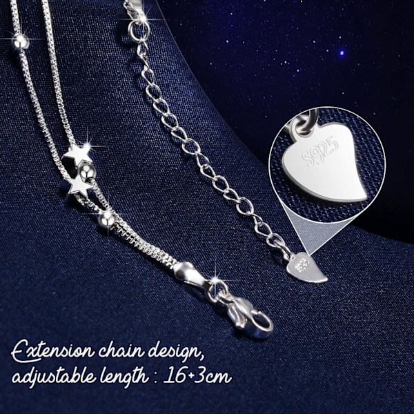 Sølv 925 Armbånd for Kvinner - Valentinsgaver til henne, Søte gaver til kjæresten, Romantiske Valentinsdaggaver til henne, Kjærestejubileum 6 Stars