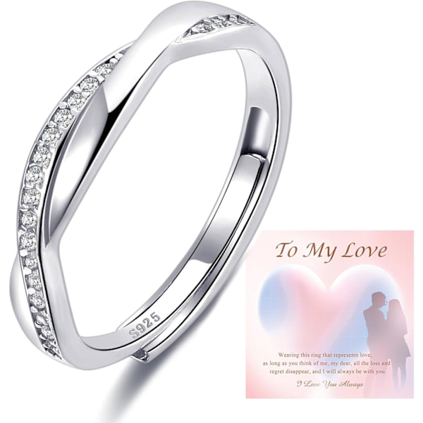 Sølvringer for kvinner Kjærlighetsknute Ringer Justerbare Åpne Fingerfjærringer Smykkegaver Kryssede Ringer for Kvinner med Cubic Zirconia style6