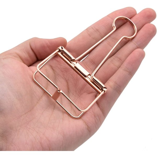Extra Stora Pappersklämmor 2 Tum, Stora Pappersklämmor Roséguld för Kontor Skolmaterial (15 st) Rose Gold Extra Large