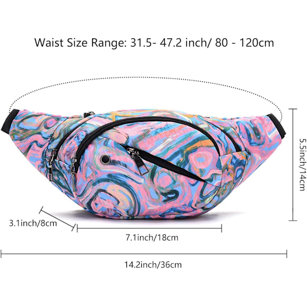 Bum Bag Vyötärö Fanny Pack - Long Keeper Large Fashion Bumbag Naisille Miehille, 4 Taskua Säädettävä Vyölaukku Juoksuun Vaellukseen Koiran Ulkoilutukseen Ulkoiluun Colorful Purple