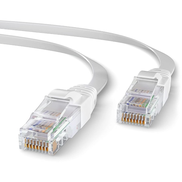 15m Cat 6 Ethernet-kabel flat | Høyhastighets Ethernet-kabel | Bredbåndskabel | Lan-kabel | Nettverkskabel med Rj45-kontakt | Internett-kabel kompatibel