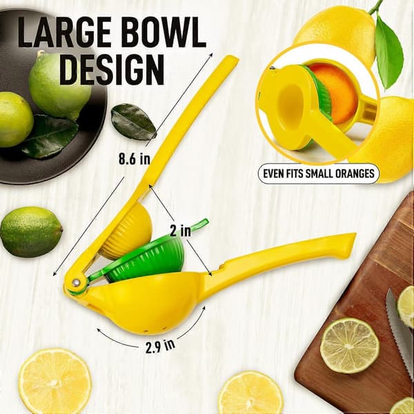 2-i-1 Manuel Citronpresser til Hurtig Saftudvinding - Kraftig Citruspresser i Rustfrit Stål til Lime og Citroner