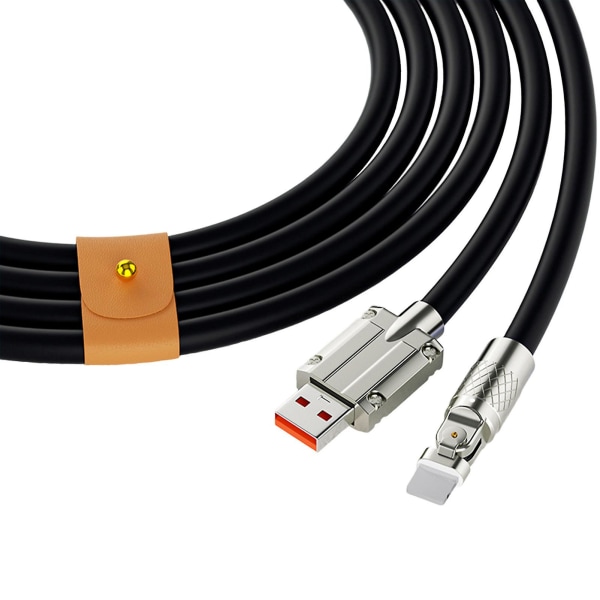 Hurtigladekabel Usb til C-ledning 180 grader roterende rettvinklet hode for hurtiglading av mobiltelefon 2m Apple Black