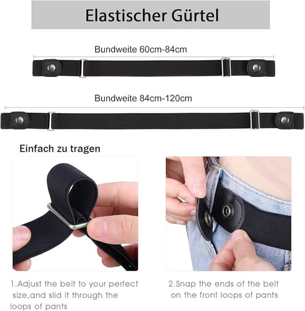 Elastiskt bälte för kvinnor, spännlöst osynligt bälte för jeans