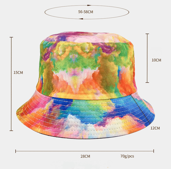 Tryckt tie-dye fiskarhatt utomhus solskyddshatt E