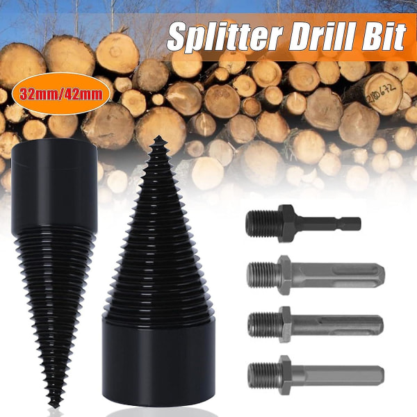 Log Splitter Drilling Cone 42mm And 32mm, Wood Splitter, Wood Conical Screw For Stepped Drill Firewood Cutter Log Splitter Steel Cone High Speed Drill