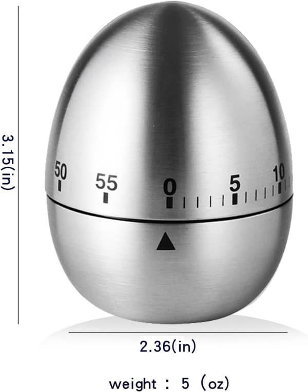 60-minutters eggtimer, kjøkkentimer for matlaging, opptrekks-timer 0-60 minutter, klasseromstimer, visuell timer for barn, mekanisk eggformet timer for