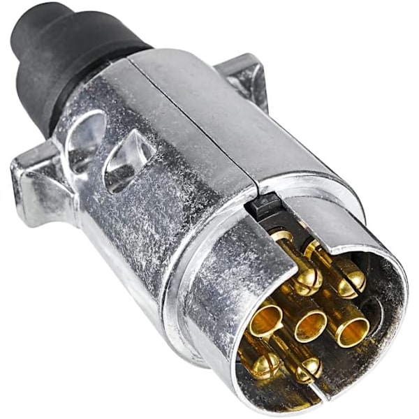 7-polet Tilhenger Metallplugg, 12V Vanntett 7-polet Tilhenger Metallpluggkontakt, for Lastebil Bobil Biler Båt Caravan (Aluminium Legering) 7 Pin Plug (Aluminium Alloy)