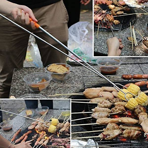 6 stk. Teleskopiske Marshmallow-grillspyd Pølser Wiener-grillspyd 11''-45'' Rustfrit stål Gaffel med Hop-lomme til sikker Bål Bonfire Børn Camping