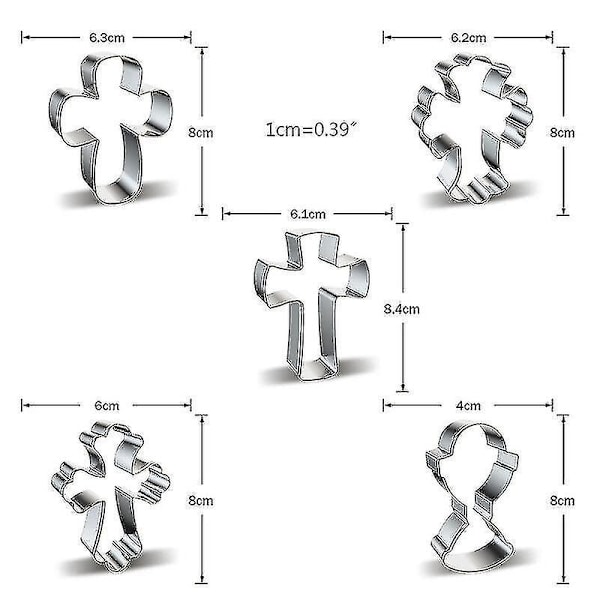 5 Stilar Kakformar Korskexformade Kakformar DIY Marsipan Bakverk Bakverktyg|Kakverktyg(silver)