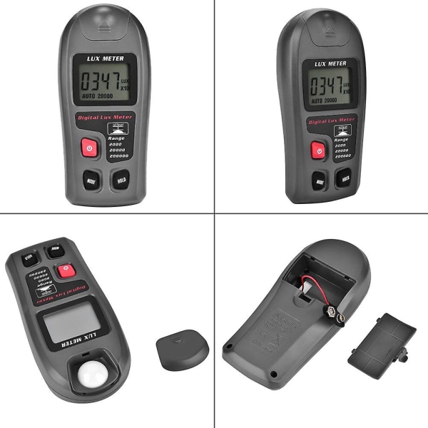 Luxmeter, Digital Miljøtesting Digital Lysmåler Med Display Illuminometer (1 stk, Svart)