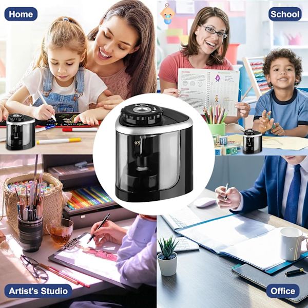 Sähköinen kynän teroitin, automaattinen kynän teroitin säiliöllä kotiin, toimistoon ja kouluun, paristoilla toimiva Electric Pencil Sharpener