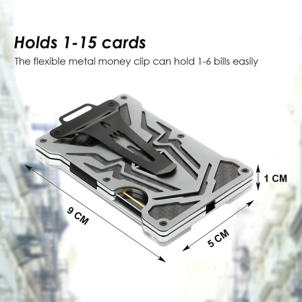 Korttiteline, Korttilompakko Spider Look Metallinen Rfid-korttikotelo, 1 läpinäkyvän ikkunan tunnusmerkkipidike, korttilompakko miehille