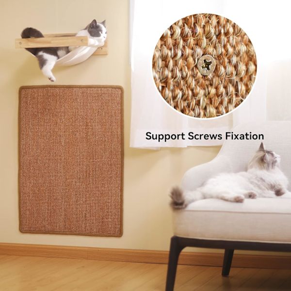 Kradseunderlag til katte, 60x40 cm naturligt sisal kradseunderlag, vandret kradsebræt til katte, beskyt møbler og sofaer Brown