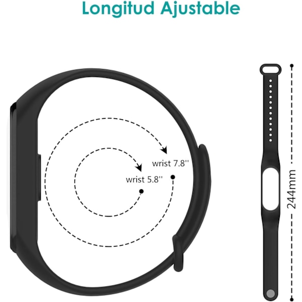 2 kpl Silikoniranneke Yhteensopiva Xiaomi Mi Band 3/4 kanssa, Säädettävä Värikäs Vaihtoranneke Pehmeä Urheilukellon Ranneke Korvaava Xiao:lle black / grey