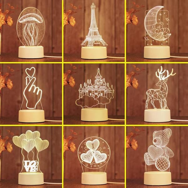 3D Liten Nattlampe, Barnas Soverom Plug-in Led Lys
