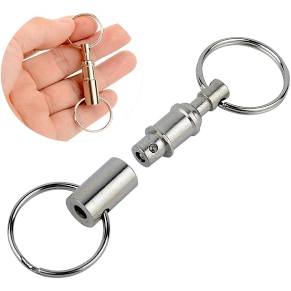 Avtakbare sølv nøkkelringer nøkkelringer - Heavy Duty Dual Key Ring Pull Apart Snap Lock Holder med delte ringer (3-pakning)