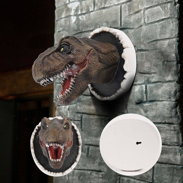 Väggmonterad dinosauriebust för barnrum, barvägg, heminredning