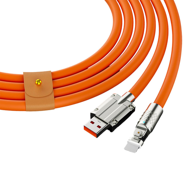 Snabbladdningskabel USB till C-sladd 180 grader roterande rätvinkligt huvud för snabbladdning av mobiltelefon 2m Apple Orange