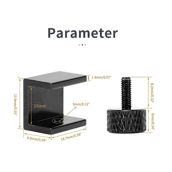 4 stk. glasklips til senge Justerbare aluminiumslegerings 3D-printer Fix glasklips til senge Hot Bed glasklips til platform