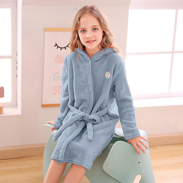 Badrock Pojkar Tjockare Flickor Korallfleece Barnrock Flanell Baby Blå