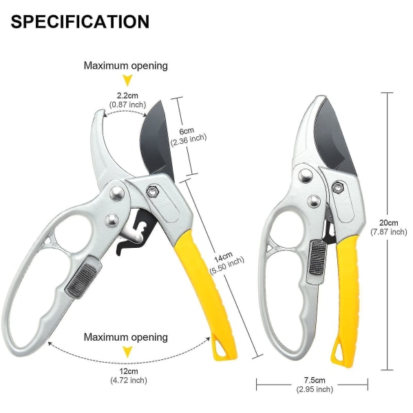 Høj kvalitet have saks, beskærere, klikbeskærere, arbejder 3x lettere, haveværktøjer til beskæring af roser, blomster, træer, levende planter, have saks, gigt