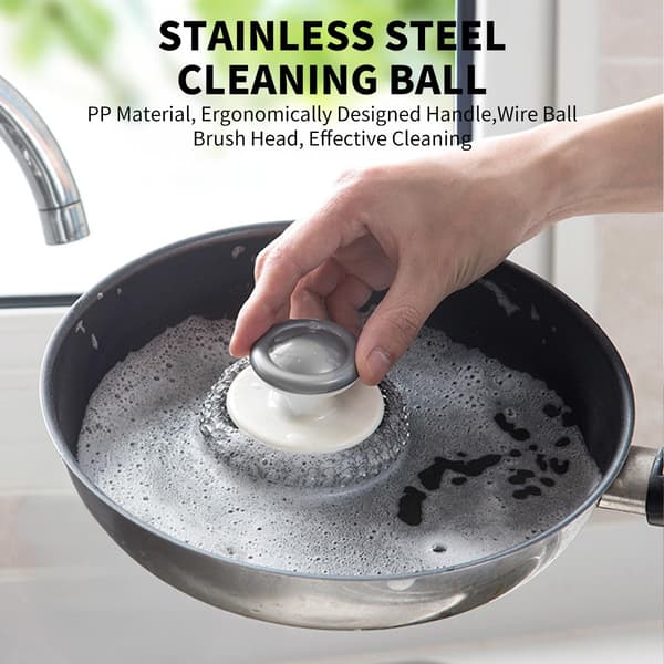 Sett med 3 metallskureputer med håndtak – ultra-resistente og holdbare børster i rustfritt stål.