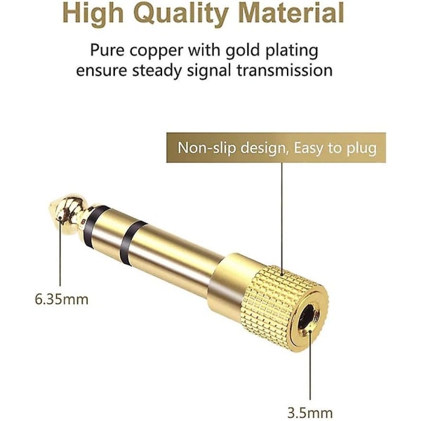 Hodetelefonkontakt Adapter Hunnlig Aux Plugg Konverter Audio Stereo Adapter Gullbelagt For Tastatur Digital Piano Forsterker Øretelefon (2stk, Gull)