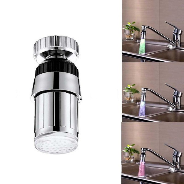 360 Grader Roterande Kranmunstycke Vattenfilteradapter RGB LED Kranluftavskiljare Diffusor Kökstillbehör (hy)