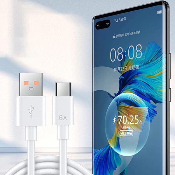 Laddningskabel | 6A Supersnabb Laddning 66W Datakabel Typ-C