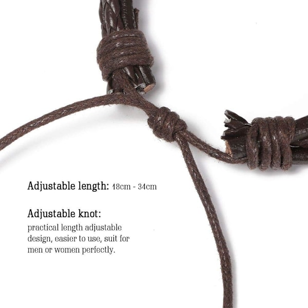 Lærarmbånd, 6 stk. Justerbart mote Punk Flettet Herre- og Dame-tauarmbånd Mansjett Vintage Armbånd Wrap Sett Serie #1 Black Punk