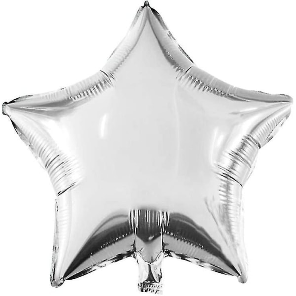 10 Silver Glittrande Star Folie Polyester Film Ballong Bröllopsdagsfest