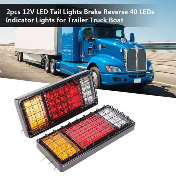 2 stk 12V LED baklys Brems Revers 40 LED indikatorlys for tilhenger lastebil båt