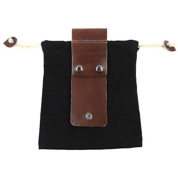 Canvas Forage Pouch, Fällbar Canvas Bushcraft Väska Med Dragsko Läderöverdrag, Midjehängande Verktygsväska För Fruktplockning Svart