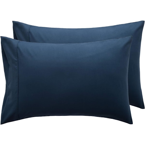 Tyynynpäälliset 2 kpl Tummansininen - Harjattu Polyesteri Mikrokuitu Tynynpäällinen Kirjekuorilukolla, 50 x 75 cm Navy Blue 2pcs Pillowcases(50x75cm)