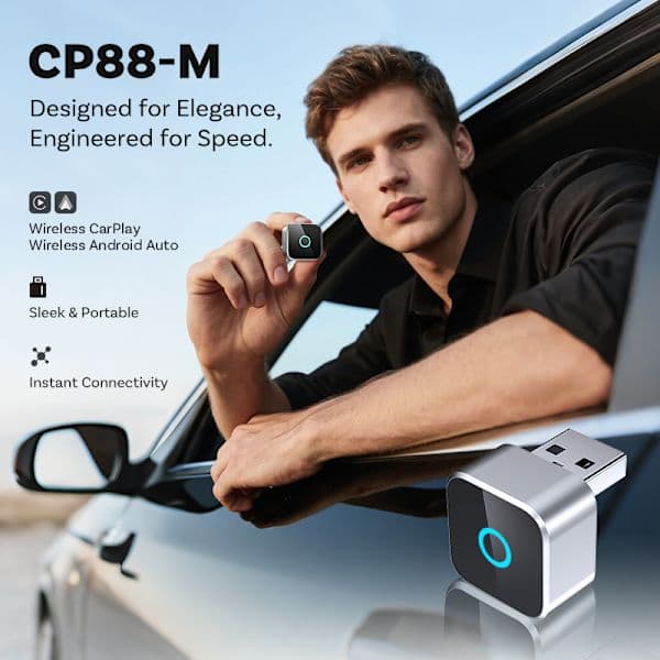 Ottocast Mini Cube trådløs CarPlay-adapter Android Auto bilkoblingsboks CP88-M