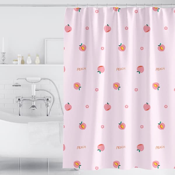 Tecknad duschdraperi Rosa Persika Badrumsgardiner Flicka Flickor Söt Pe