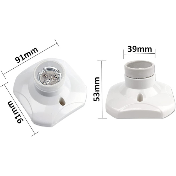 E27-ruuviliitäntäkattopistorasia, E27-tallipistorasia, AC 220-240 V, LED-lampunkantapidike, valkoinen muovinen lamppukanta seinävalaisimeen, 4 kpl
