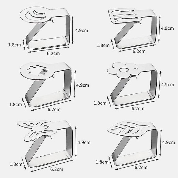 6 stk. Borddugsclips i Rustfrit Stål Grafisk Borddugsclips Høj Elasticitet Mobil Fastgørelsesclip (måne)