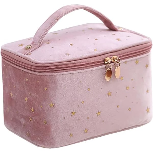 Makeup Bag Case Star Cosmetic Bags Travel Portable Make Up Bag Toiletries Storage Pouch with Handle for Women Girls Pink