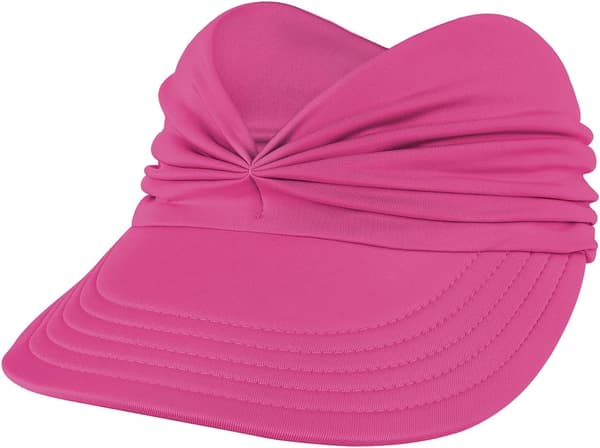 Solhatte til kvinder UV-beskyttelse Solskærm Brede skygge sommerhatte med hestehale Rose Red