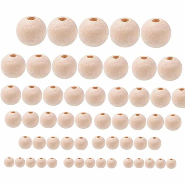 100 st Träpärlor 20mm Naturliga Pärlor Runda Träpärlor för Hantverk DIY Handgjorda Dekorationer Smyckestillverkning 20mm