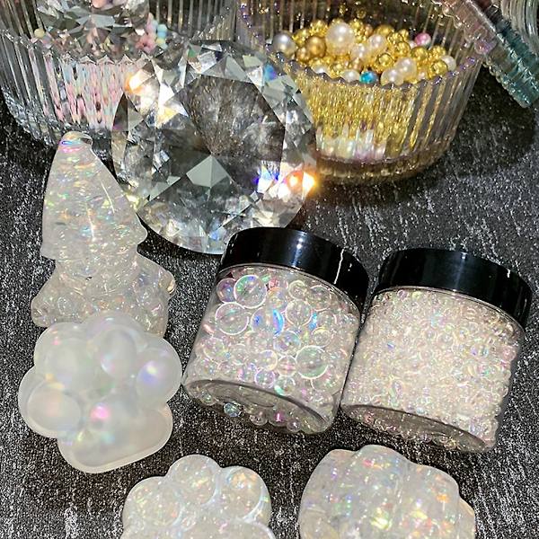 Färgglada glasbubblor pärlor mikro kaviar pärlor iriserande vattendroppar pärlor