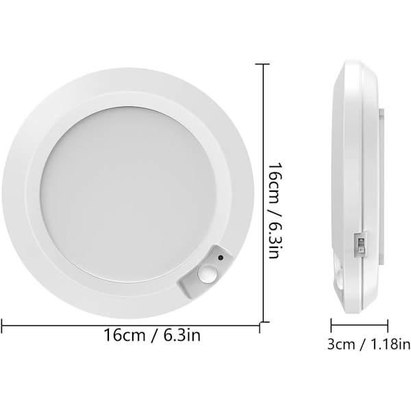 Små bevegelsessensor taklamper, 6,2 tommer ledningsfrie LED-batteridrevne sensorlys innendørs, 1-pakning, ideelt for skap loft veranda trapp skur White 1 Pack