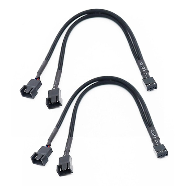 2x 1 til 2-vejs sengkabel Y-splitter 3/4-polet PWM-stik Fan Computer PC Fan Forlænger Ada