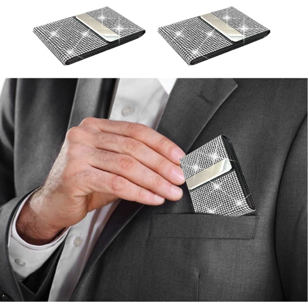 Bling visitkortholderetuie, med krystaldiamanter rhinsten med magnetisk lukning, visitkortholder pung kortholder