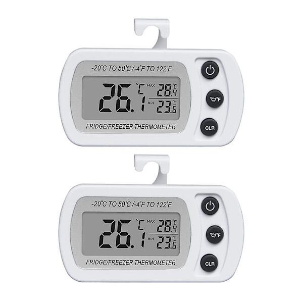Vattentät Kylskåps- och FrysTermometer, Digital Termometer för Rum, Registreringsfunktion Stor LCD-Skärm